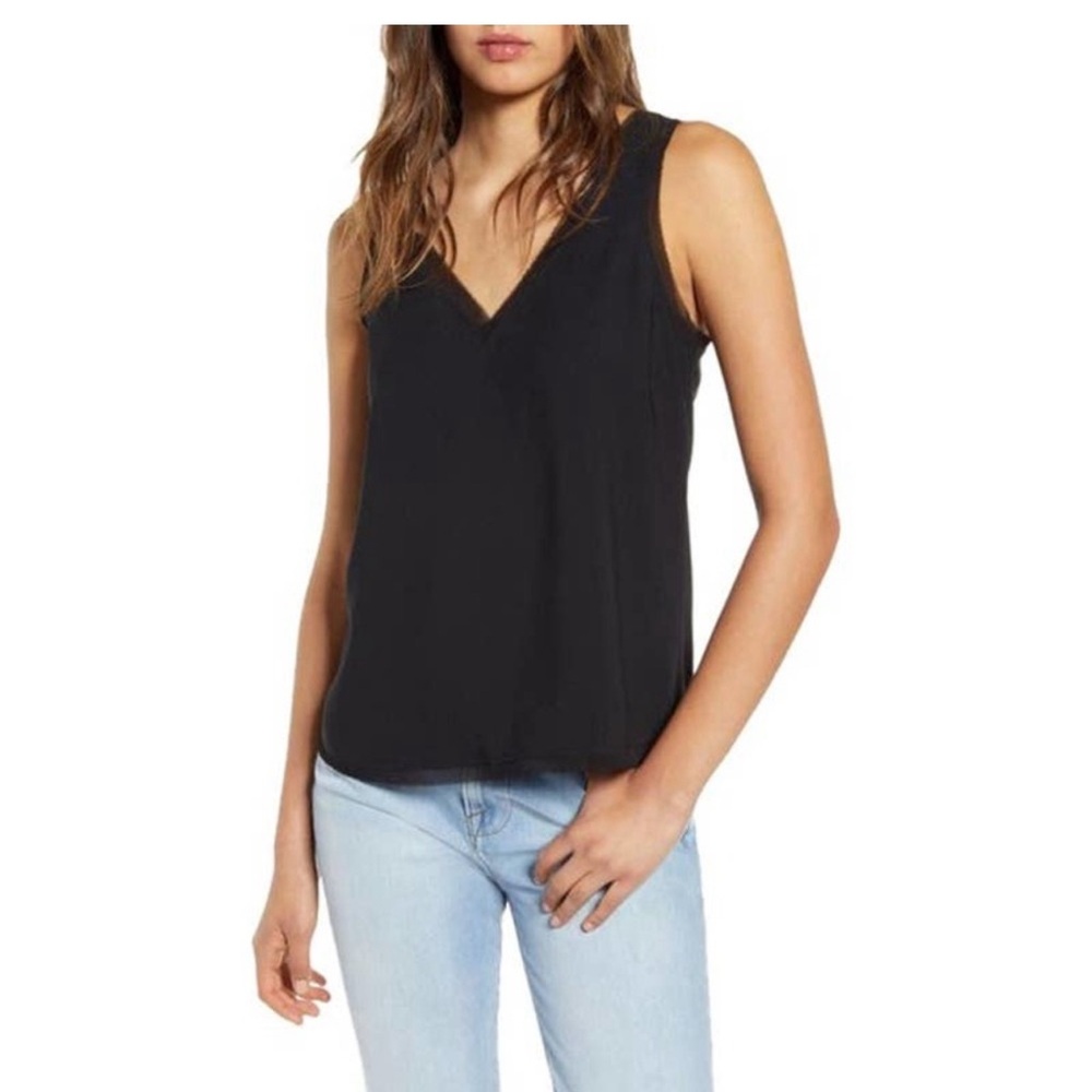 Chelsea 28 Nordstrom Womens Black V-Neck Sleeveless Blouse Tank Top Size XXL